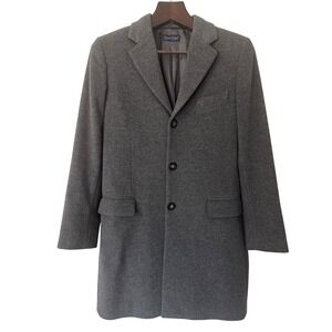Peter‎ Elliot Wool Cashmere Overcoat Topcoat Gray Mens L Luxury Made In Italy